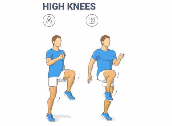 2. Rodillas altas para quemar muchas calorías