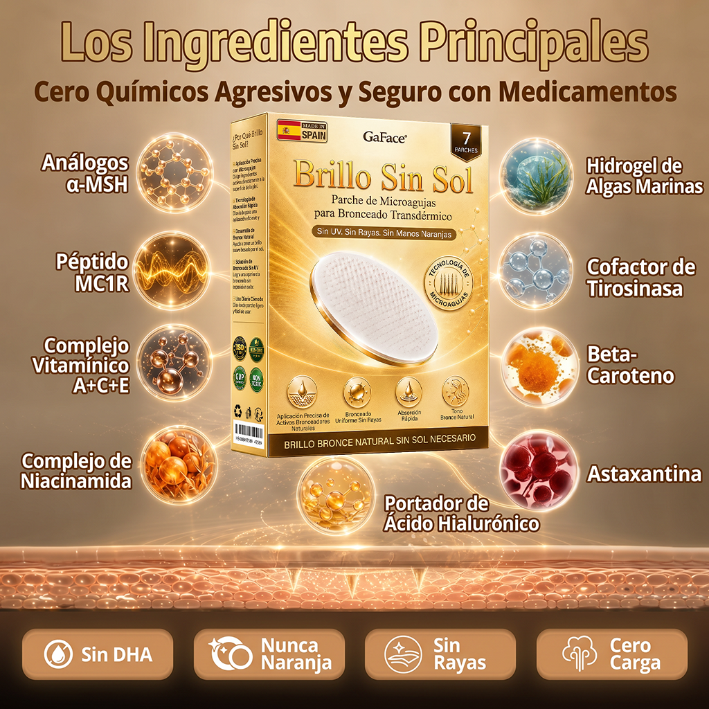 🌞🍑Gaface®| Consigue un bronceado natural y radiante sin sol con nuestra tecnología transdérmica.