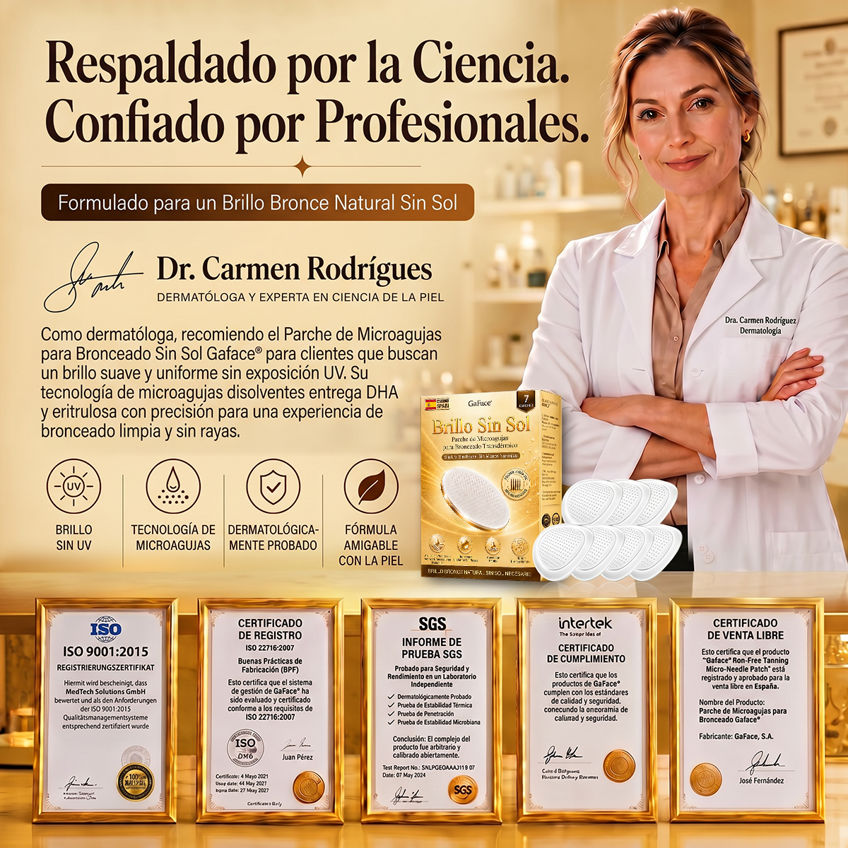 🌞🍑Gaface®| Consigue un bronceado natural y radiante sin sol con nuestra tecnología transdérmica.