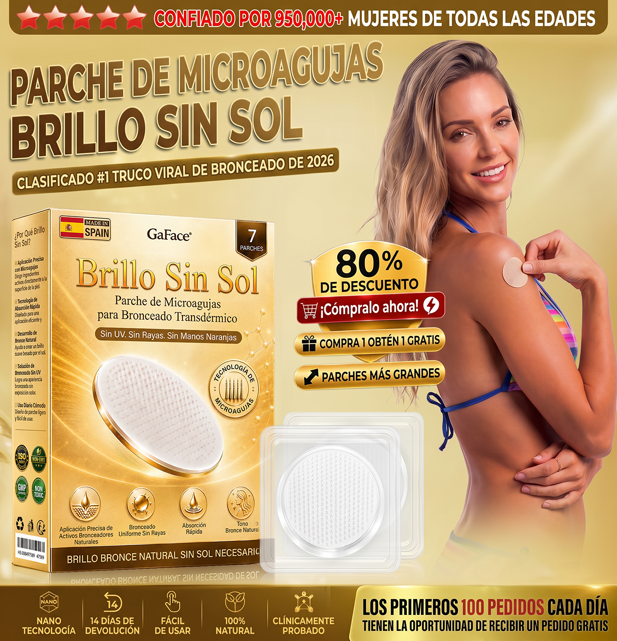 🌞🍑Gaface®| Consigue un bronceado natural y radiante sin sol con nuestra tecnología transdérmica.