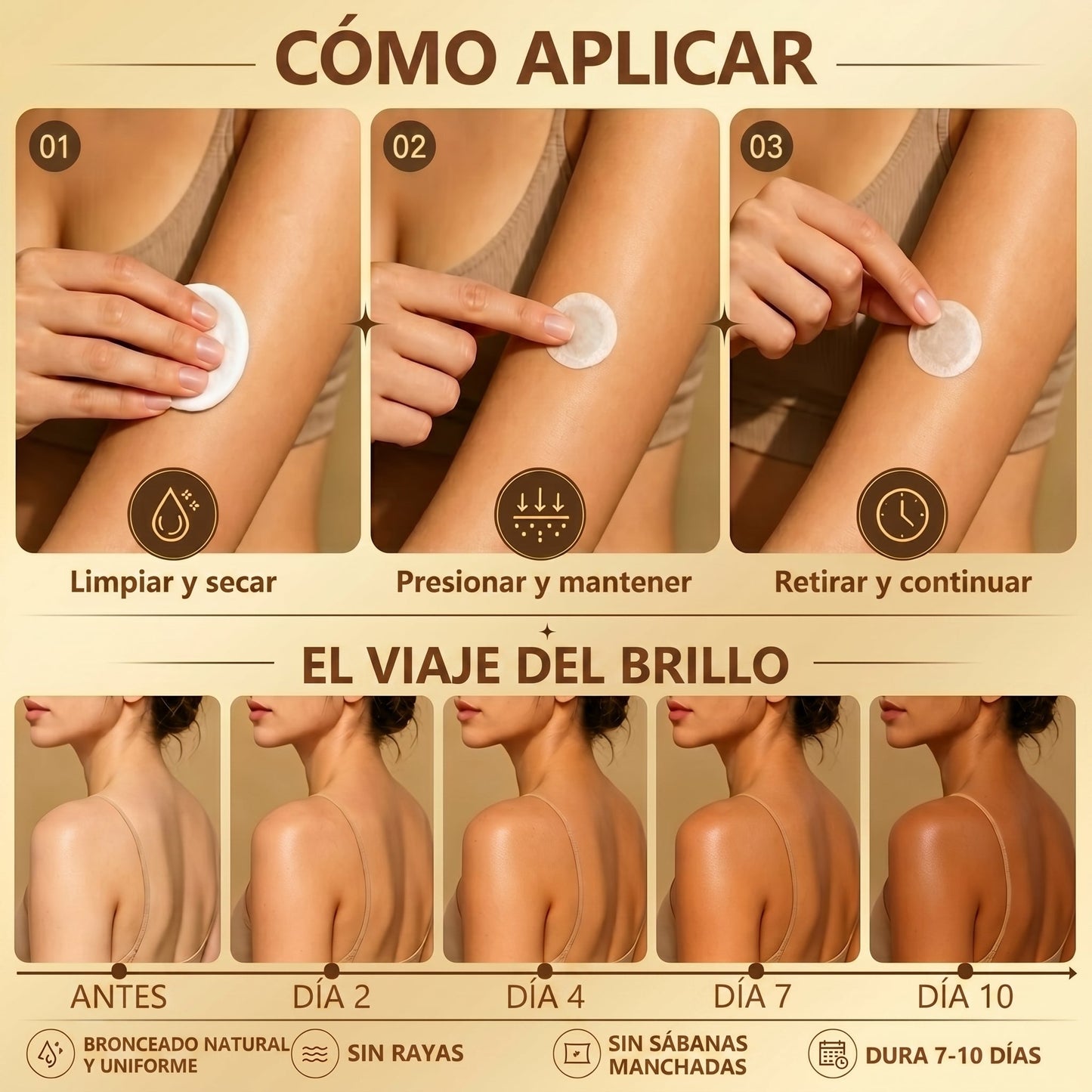 🌞🍑Gaface®| Consigue un bronceado natural y radiante sin sol con nuestra tecnología transdérmica.